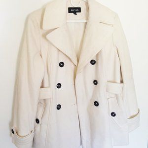WOOL COAT LG Lined Winter White Double Breasted